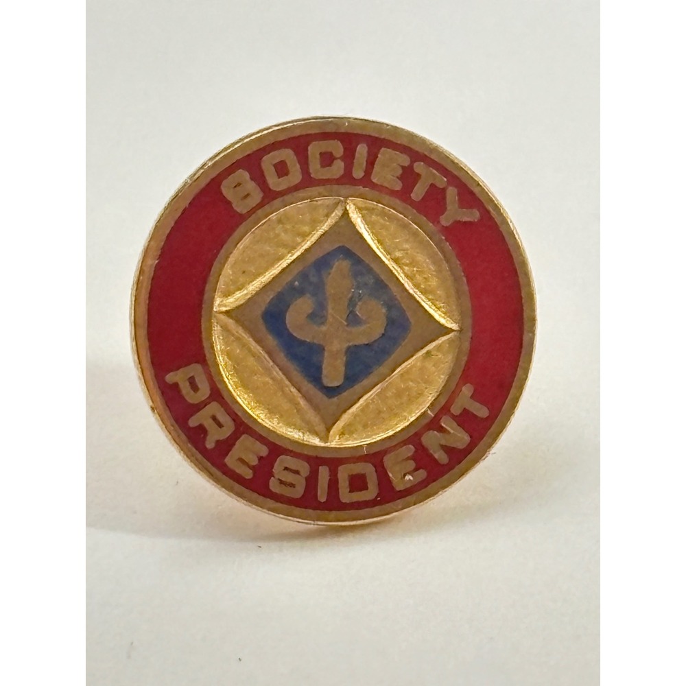 Vintage 10K Gold Filled Enamel Society President Lapel Pin Cactus Emblem SGW